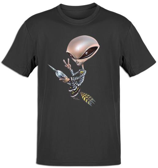  T-Shirt Alien Alcatraz Fliegend