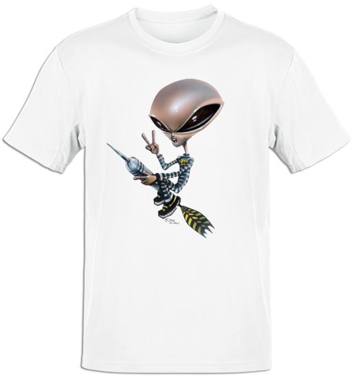 Premium T-Shirt Alien Alcatraz Fliegend