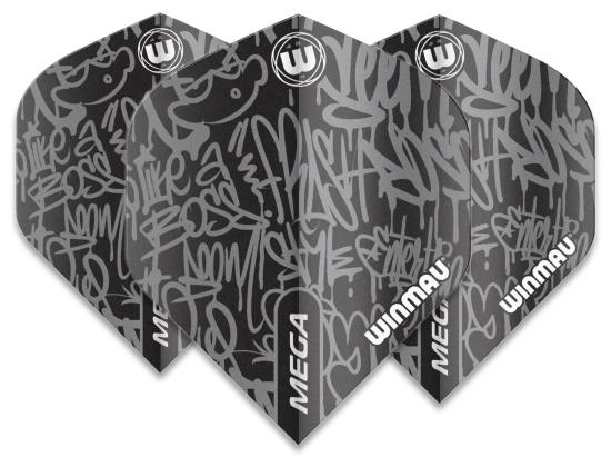 Winmau Mega Standard Flight Schwarz-Grau