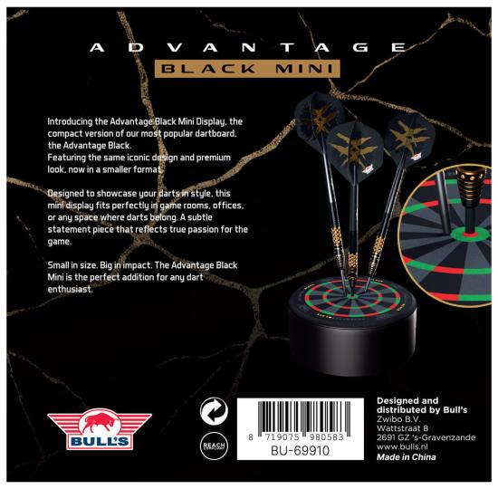 Bulls Mini Advantage Black Dartboard 10 cm Aussteller für Darts