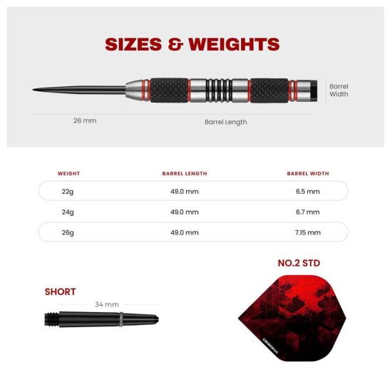 Designa Vampires V2 M1 90% Tungsten Steeldart 22-24-26g