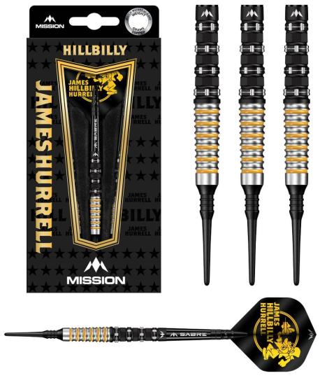 Mission James Hurrell 90% Schwarz-Gelb Softdart 20g
