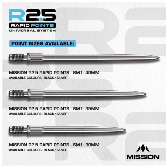 Mission R2.5 Rapid Dart Points Spitzen SM1 30-35-40 mm Silber