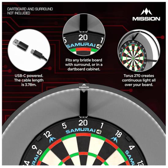 Mission Torus 270 USB-C Dartboard Beleuchtung