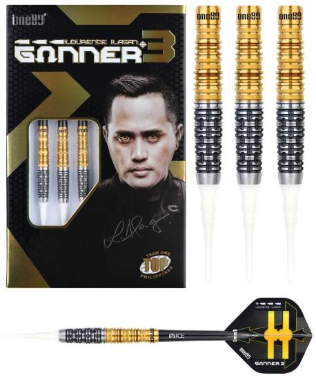 One80 Lourence Ilagan Gunner III Softdart 18g Schwarz-Gold