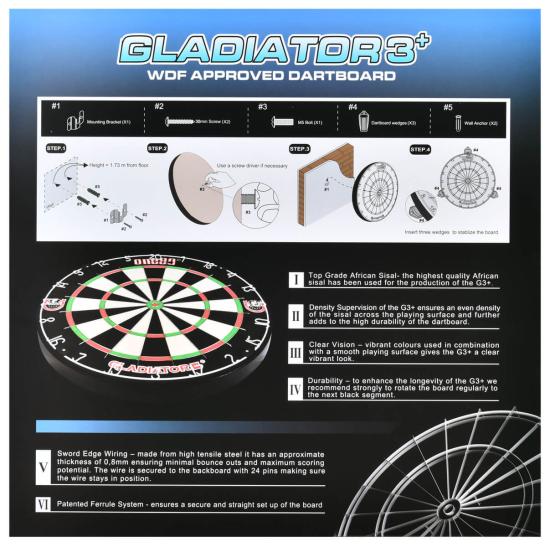 One80 Gladiator 3+ Plus WDF Dartboard