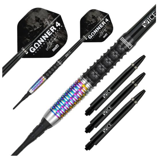 One80 Gunner 4 Signatur Softdart Schwarz-Rainbow 22g
