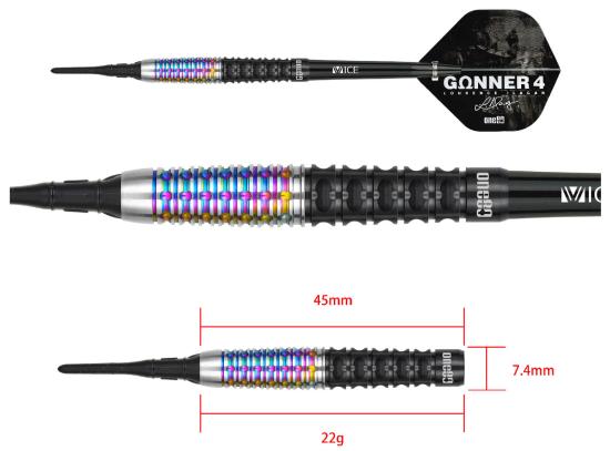 One80 Gunner 4 Signatur Softdart Schwarz-Rainbow 22g