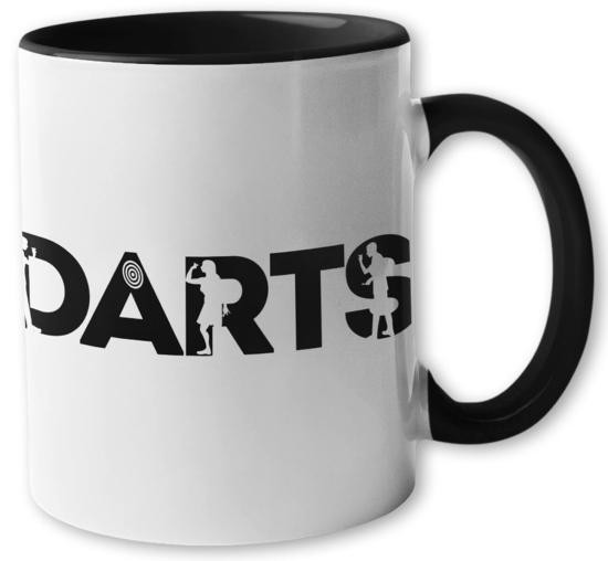 Tasse voll ins schwarze Darts Text