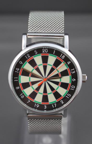 Uhr mit Armband Metall Fein und Dartboard Farbig