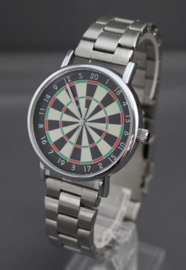 Uhr mit Armband Metall und Dartboard Farbig