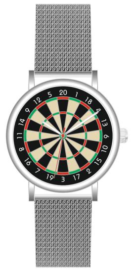 Uhr mit Armband Metall Fein und Dartboard Farbig