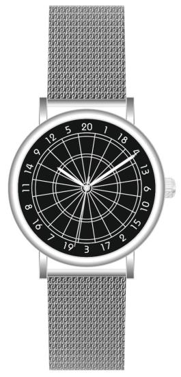 Uhr mit Armband Metall Fein und Dartboard schwarz