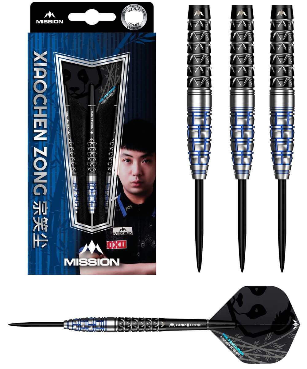 Mission Steeldart Xiaochen Zong 95% Schwarz-Blau 22-24g