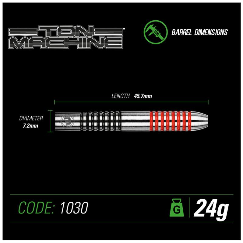 Ton Machine Schwarz-Rot Steeldart 22-24-26g