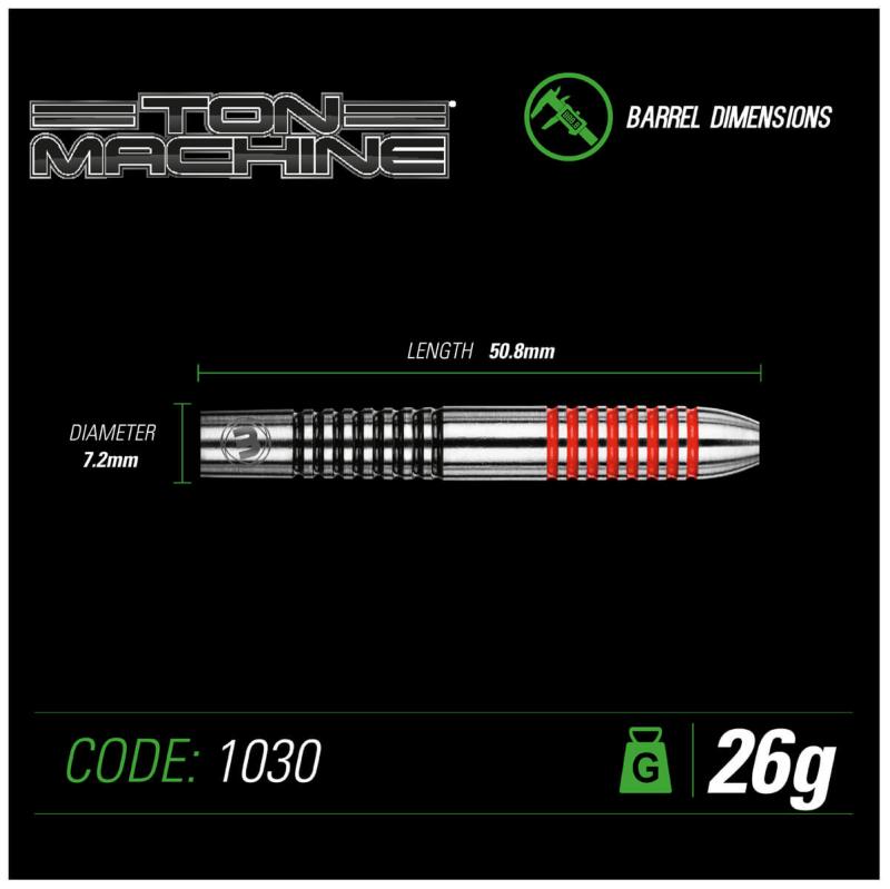 Ton Machine Schwarz-Rot Steeldart 22-24-26g Ton Machine Schwarz-Rot Steeldart 22-24-26g
