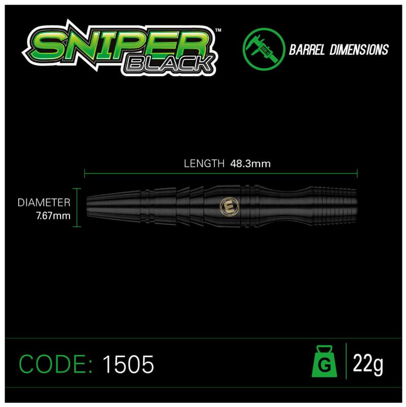 Winmau Sniper Schwarz Steeldart 22-24g