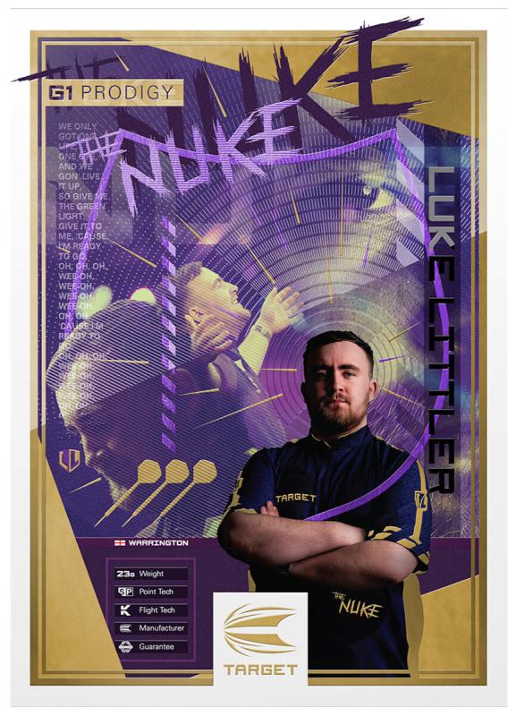Target Luke Littler G1 Prodigy Steeldart 22-23-24g Target Luke Littler G1 Prodigy Steeldart 22-23-24g