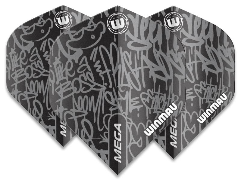 Winmau Mega Standard Flight Schwarz-Grau