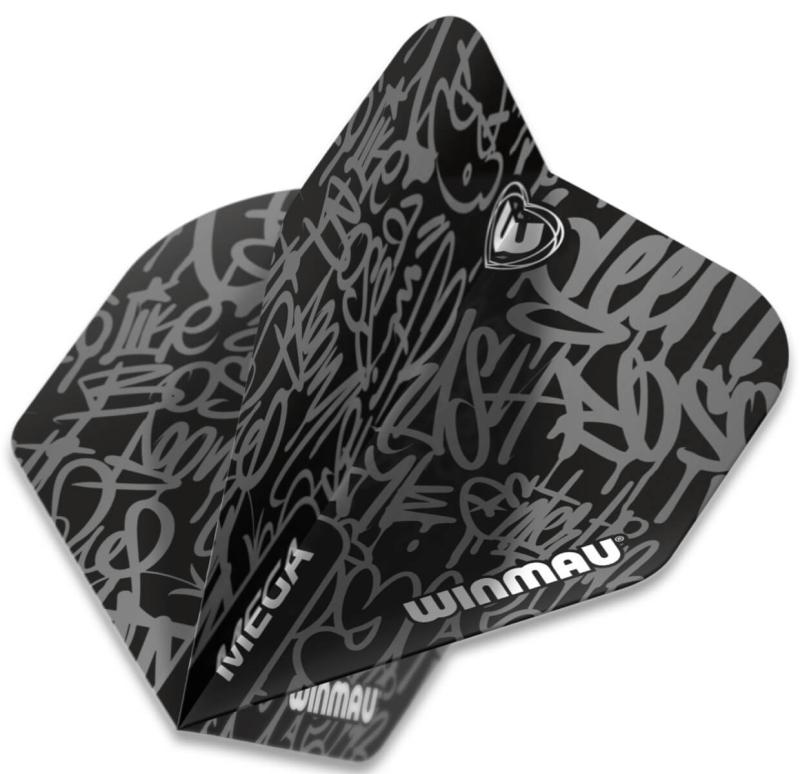 Winmau Mega Standard Flight Schwarz-Grau