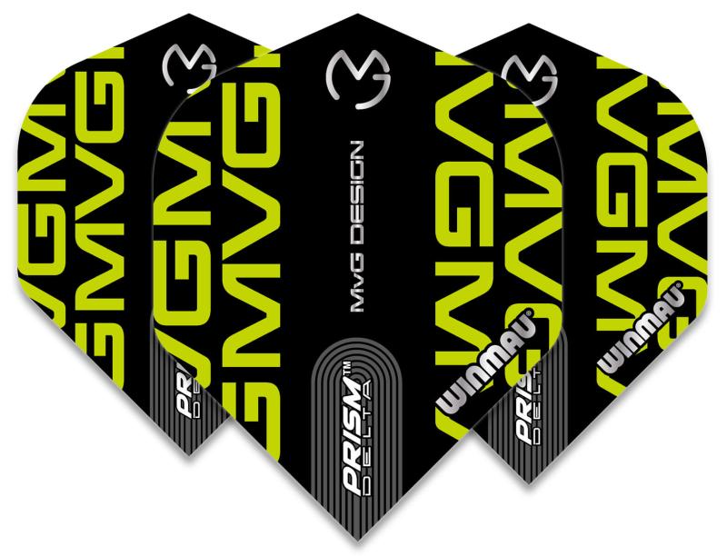 Winmau Prism MvG Flight Schwarz-Grün Text
