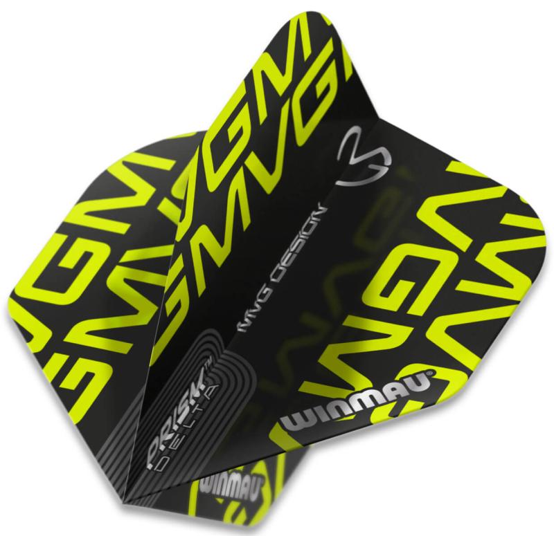 Winmau Prism MvG Flight Schwarz-Grün Text