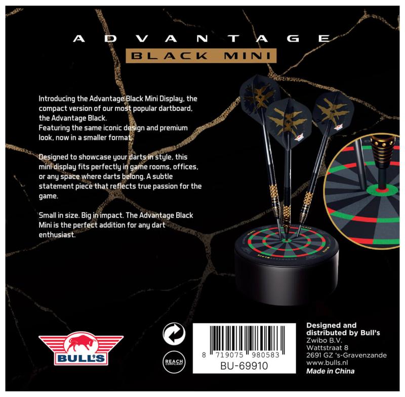 Bulls Mini Advantage Black Dartboard 10 cm Aussteller für Darts
