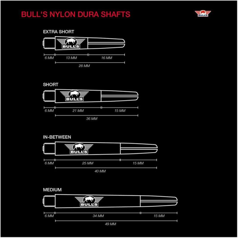 Bulls Nylon Dura Shafts mit Ringen 4 Längen