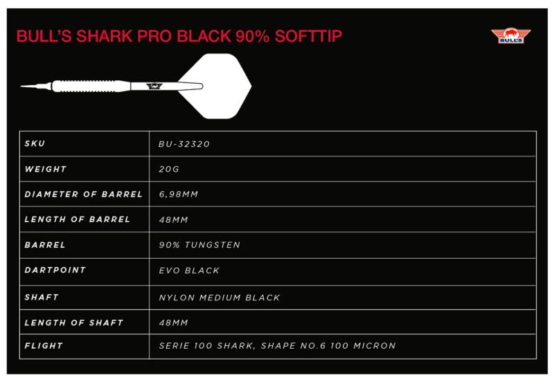 Bulls Shark Pro Black 90% Softdart 20g Bulls Shark Pro Black 90% Softdart 20g