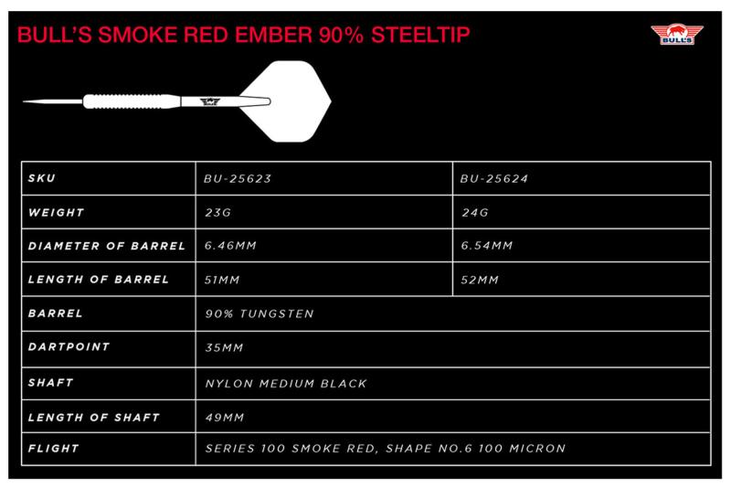 Bulls Smoke Red Ember 90% Steeldart 23-24g Bulls Smoke Red Ember 90% Steeldart 23-24g