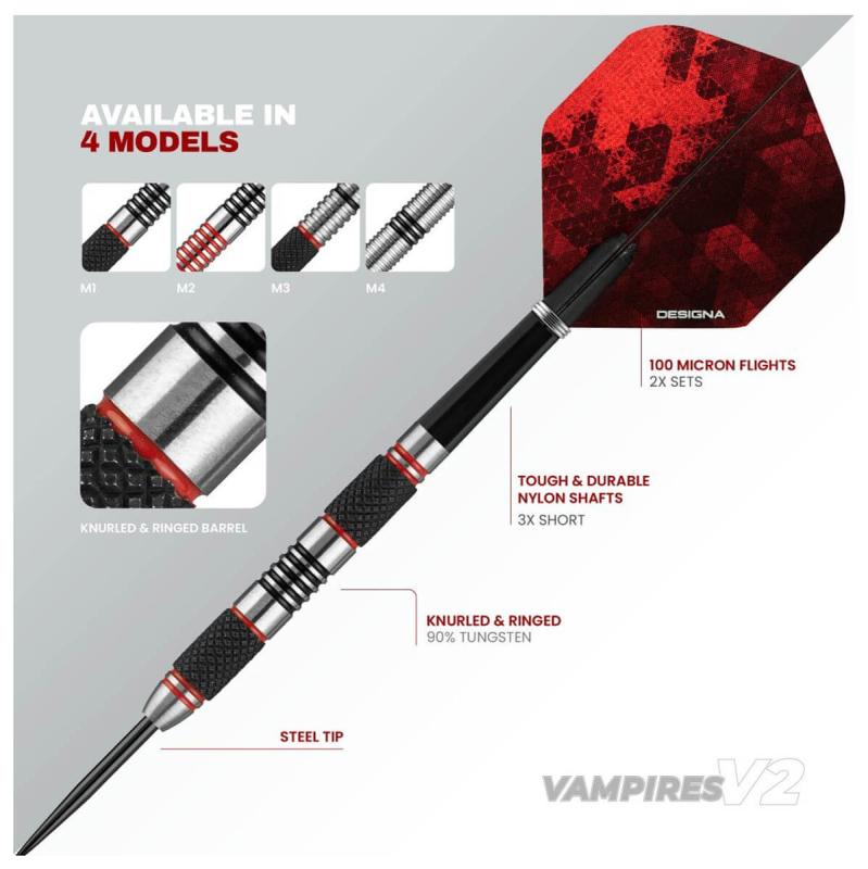 Designa Vampires V2 M1 90% Tungsten Steeldart 22-24-26g