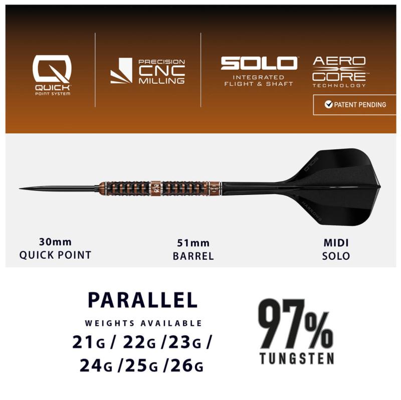 Harrows Wolfram Trinity 97% Steeldart 21-22-23-24-25-26g