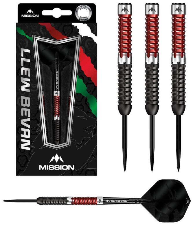 Mission Llew Bevan 90% Schwarz-Rot Steeldart 21-23g