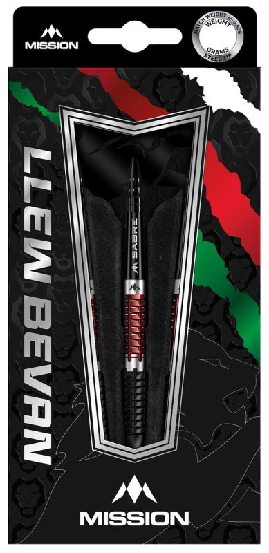 Mission Llew Bevan 90% Schwarz-Rot Steeldart 21-23g Mission Llew Bevan 90% Schwarz-Rot Steeldart 21-23g