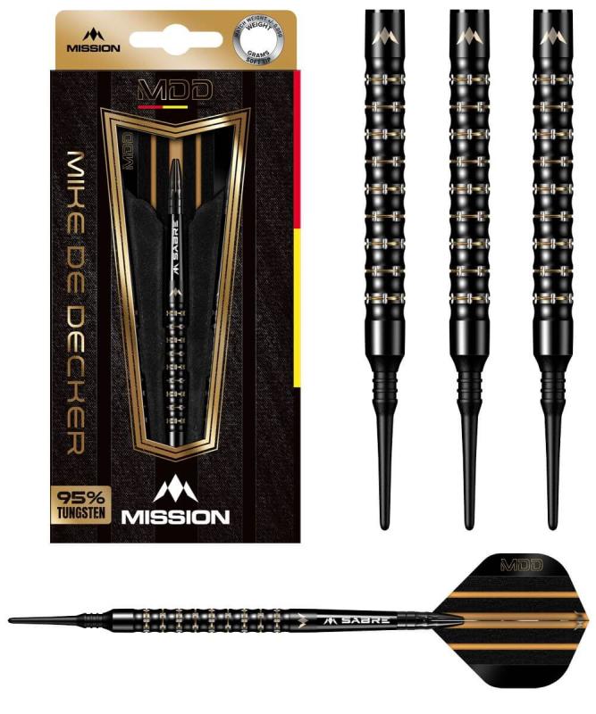 Mission Mike De Decker 95% Schwarz-Gold Softdart 20g