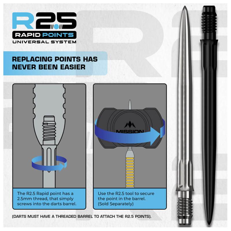 Mission R2.5 Rapid Dart Points Spitzen SM1 30-35-40 mm Silber