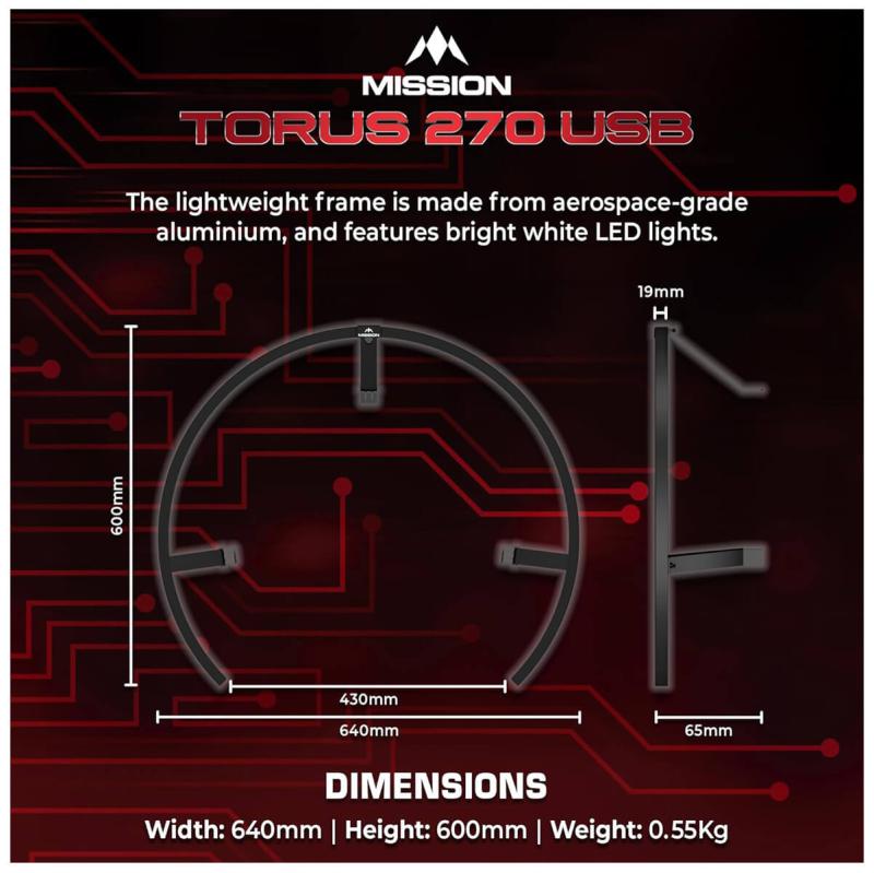 Mission Torus 270 USB-C Dartboard Beleuchtung