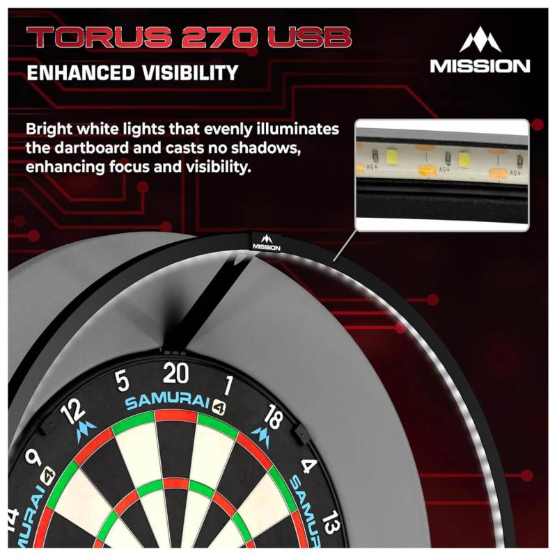 Mission Torus 270 USB-C Rot Dartboard Beleuchtung