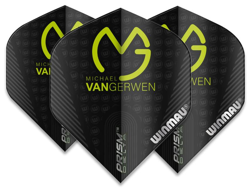 Winmau Prism Delta MvG Flight Schwarz Logo klein
