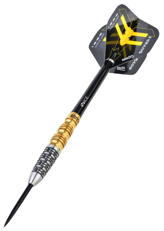 One80 L.Ilagan Gunner III Steeldart 22-23-24g Schwarz-Gold One80 L.Ilagan Gunner III Steeldart 22-23-24g Schwarz-Gold