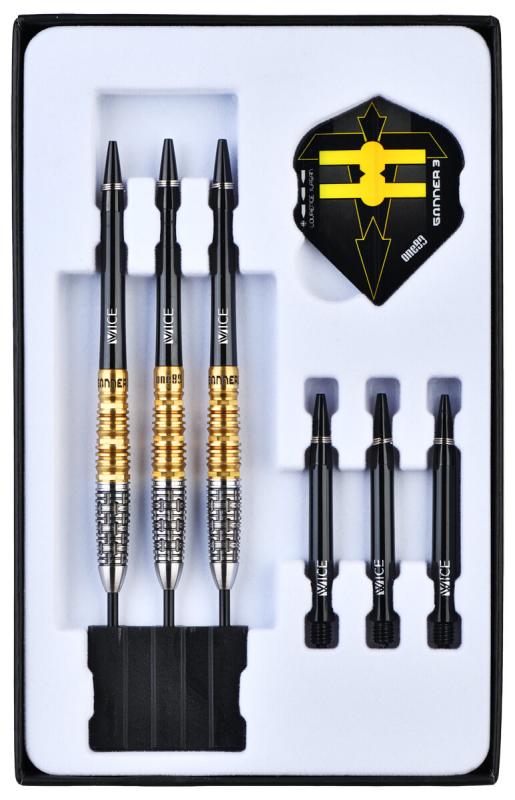 One80 L.Ilagan Gunner III Steeldart 22-23-24g Schwarz-Gold One80 L.Ilagan Gunner III Steeldart 22-23-24g Schwarz-Gold