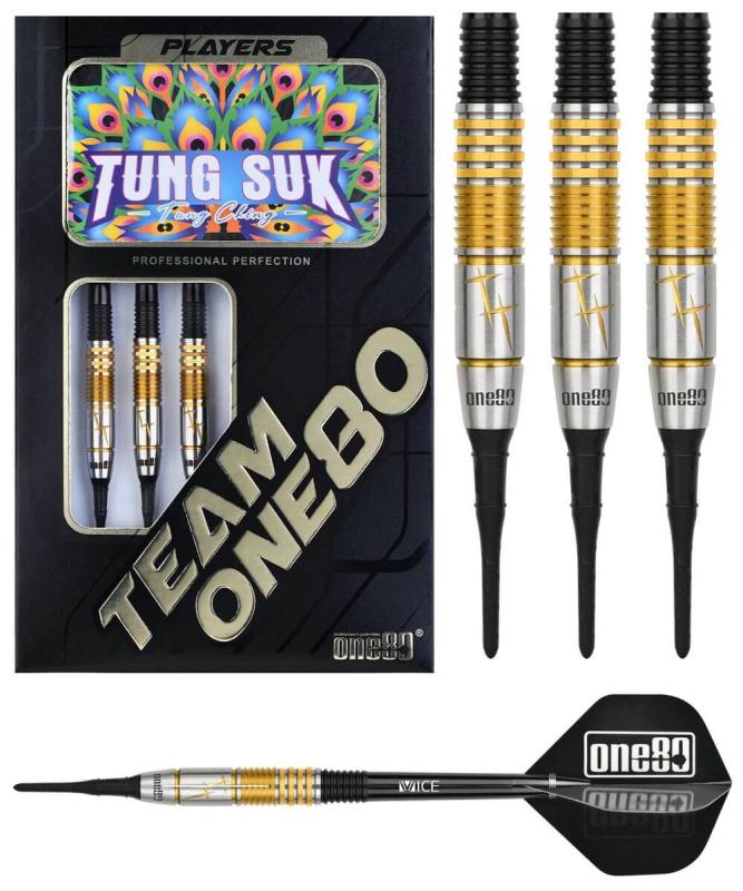 One80 Tung Suk Schwarz-Gold Softdart 21g