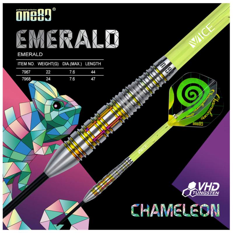 One80 Chameleon Emerald Steeldart 22-24g One80 Chameleon Emerald Steeldart 22-24g