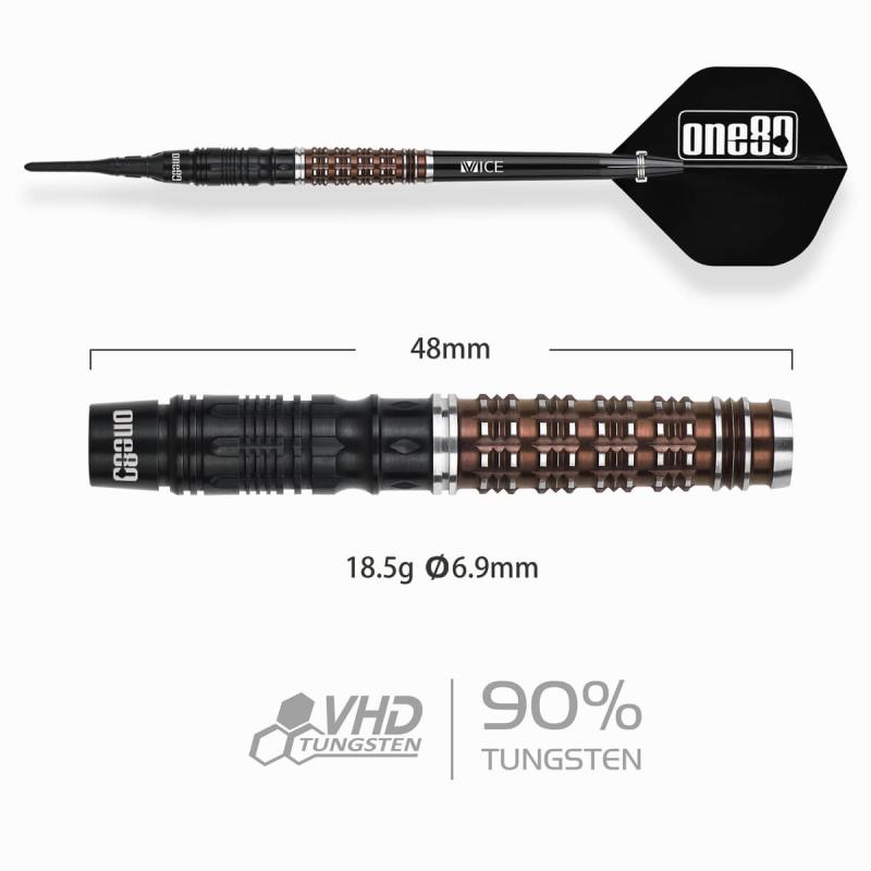One80 Desmond Chint Schwarz/Kaffee Signature Softdart 18,5g