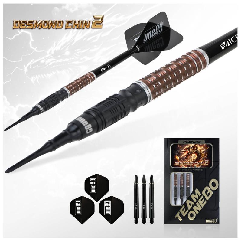 One80 Desmond Chint Schwarz/Kaffee Signature Softdart 18,5g