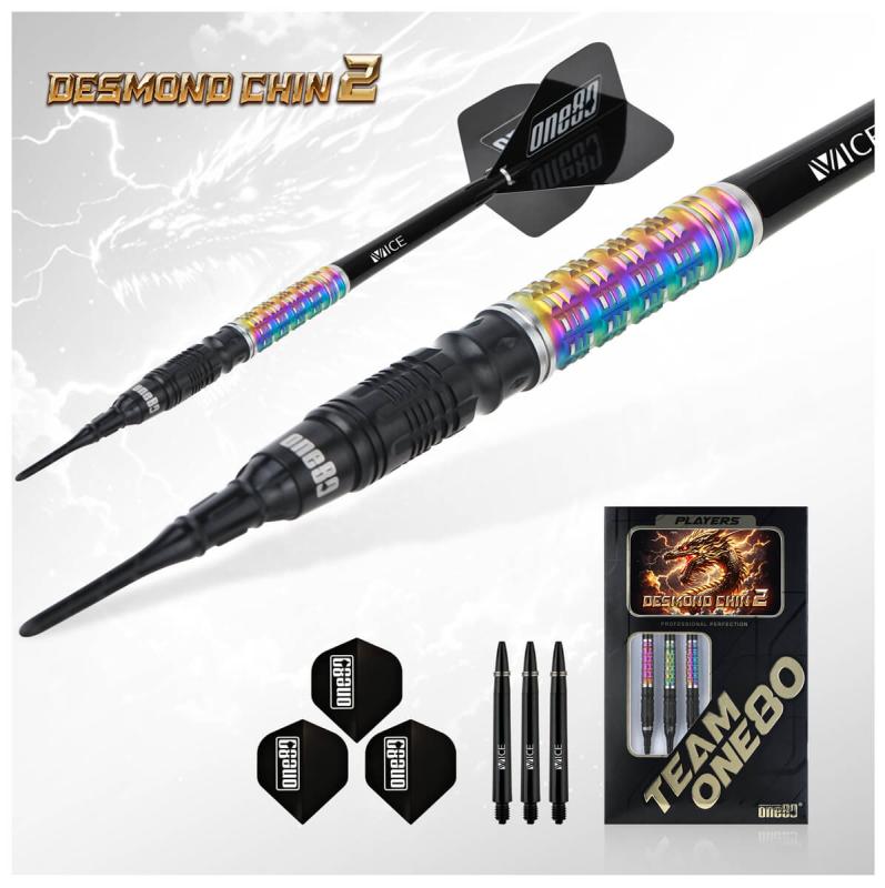 One80 Desmond Chint Schwarz/Rainbow V2 Signature Softdart 20g