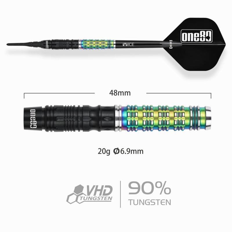One80 Desmond Chint Schwarz/Rainbow V2 Signature Softdart 20g