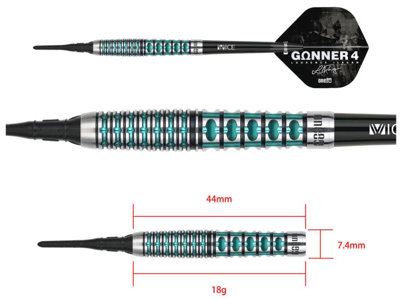 One80 Gunner 4 Signatur Softdart Schwarz-Jade 18g