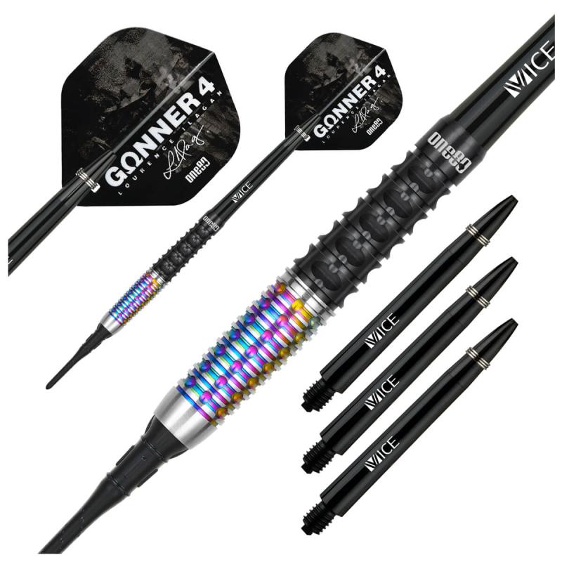 One80 Gunner 4 Signatur Softdart Schwarz-Rainbow 22g