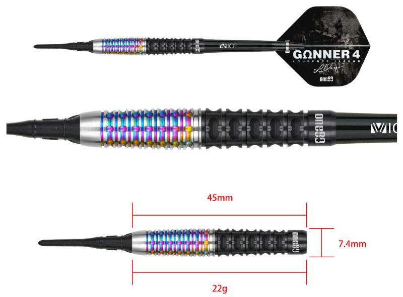 One80 Gunner 4 Signatur Softdart Schwarz-Rainbow 22g
